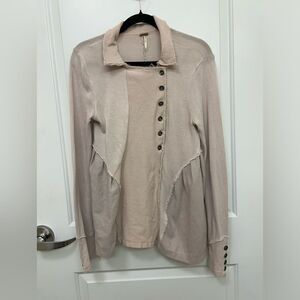 Free People distressed double breasted jacket cream blush size M BIN M